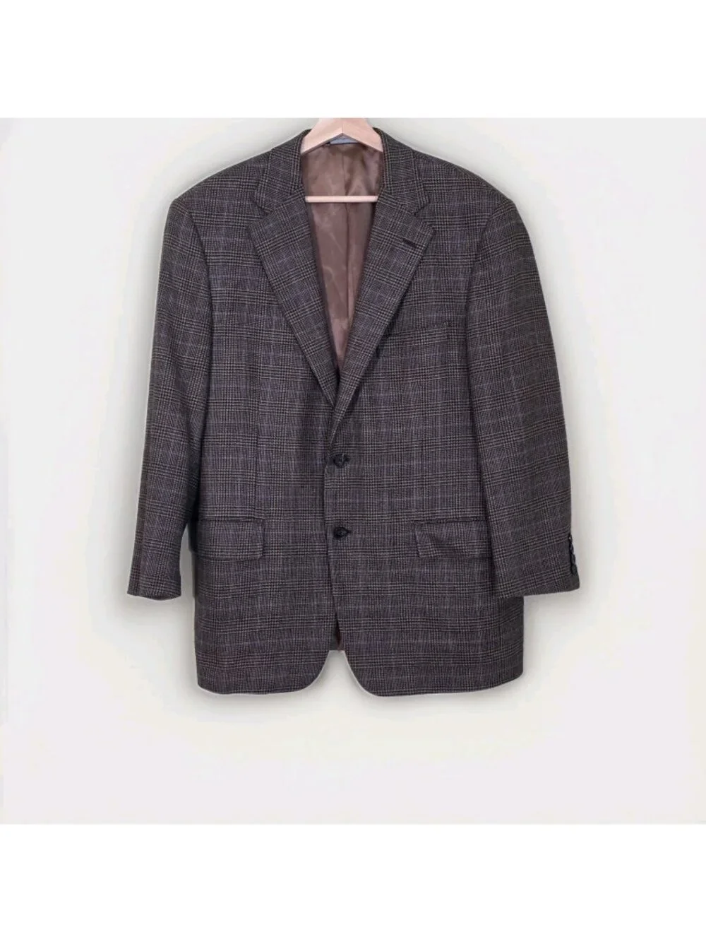 Samuelsohn Blazer 42S Lambswool Super 100s Brown Glen Plaid Sport Coat Canada